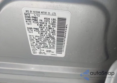 2012 Nissan Rogue Sv W/Sl Pkg z USA, uszkodzony, nr VIN JN8AS5MV9CW390183